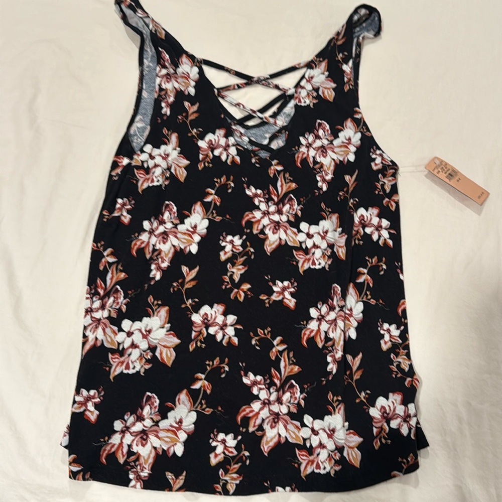 American Eagle Black Floral Top
